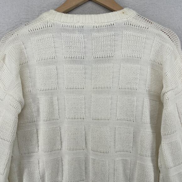 MURRAYS TOGGERY Sweater Women M Textured Windowpane Cotton Off White VTG England - Picture 5 of 12